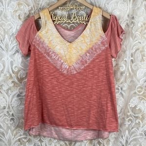 Sonoma open cold shoulder coral yellow tie dye M